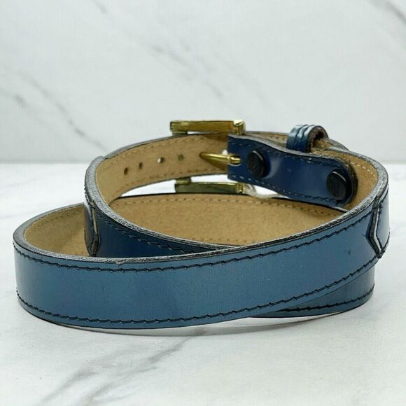 Justin Boots Blue Vintage Top Grain Cowhide Leather Belt Size 26 Made in USA - Picture 4 of 7
